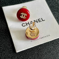 Chanel Red CC Logo Stud Earring