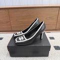 Chanel Black & White Logo Square-Toe Pumps