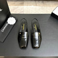 Chanel Black Patent Leather Slingback Loafers