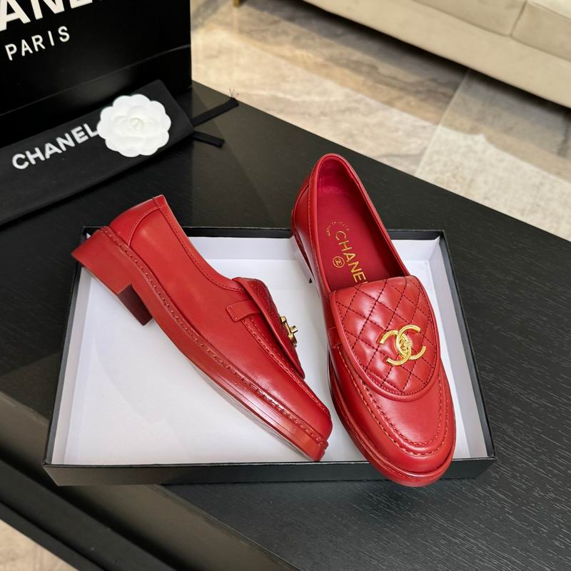 Chanel Red Quilted CC Loafers