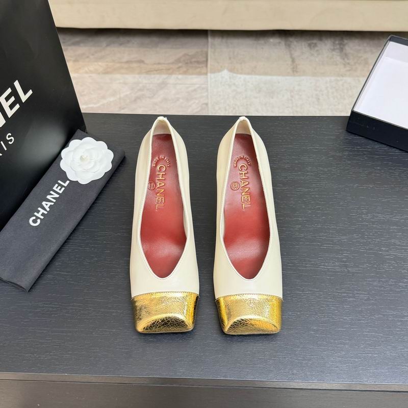 Chanel Ivory Pumps with Gold-Tone Cap-Toes