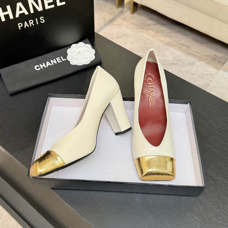Chanel Ivory Pumps with Gold-Tone Cap-Toes