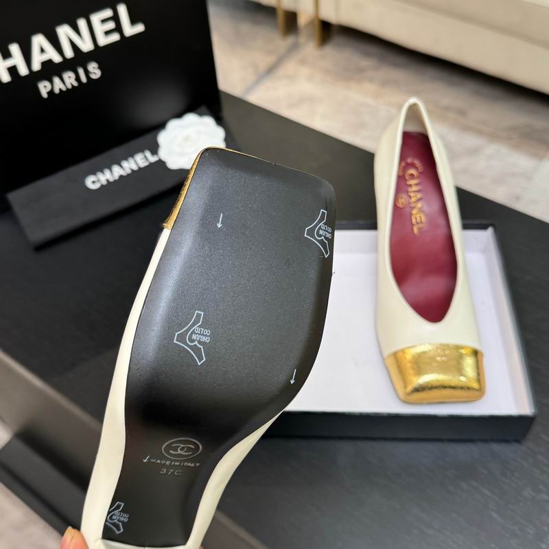 Chanel Ivory Pumps with Gold-Tone Cap-Toes