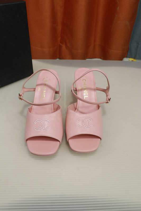 Chanel Pink CC Logo Slingback Heeled Sandals