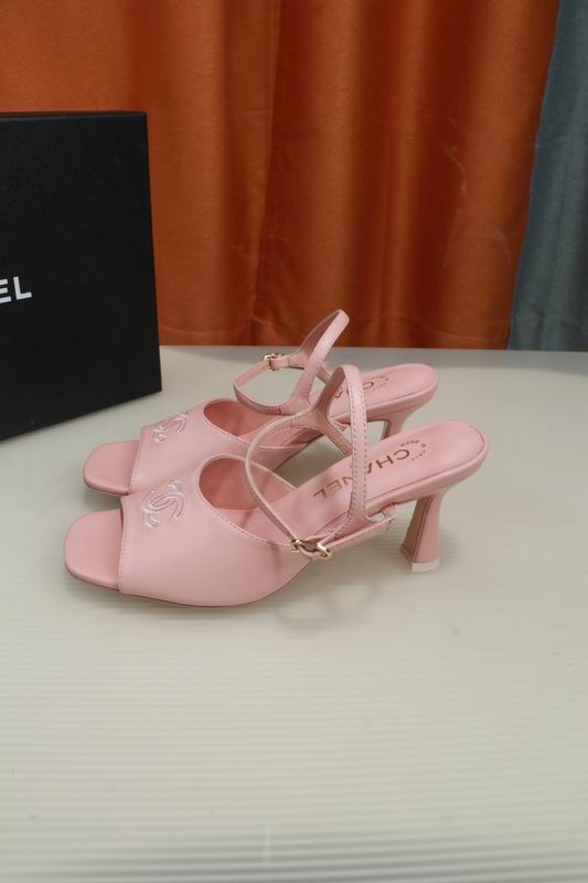 Chanel Pink CC Logo Slingback Heeled Sandals