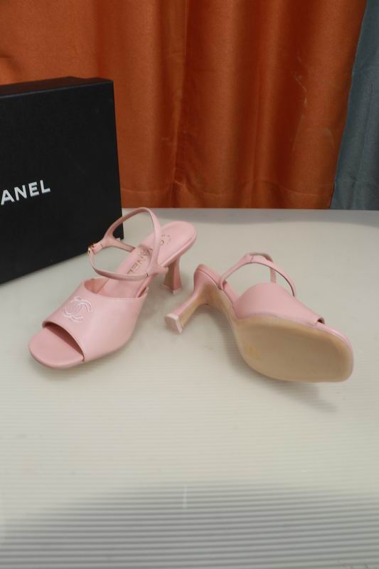 Chanel Pink CC Logo Slingback Heeled Sandals