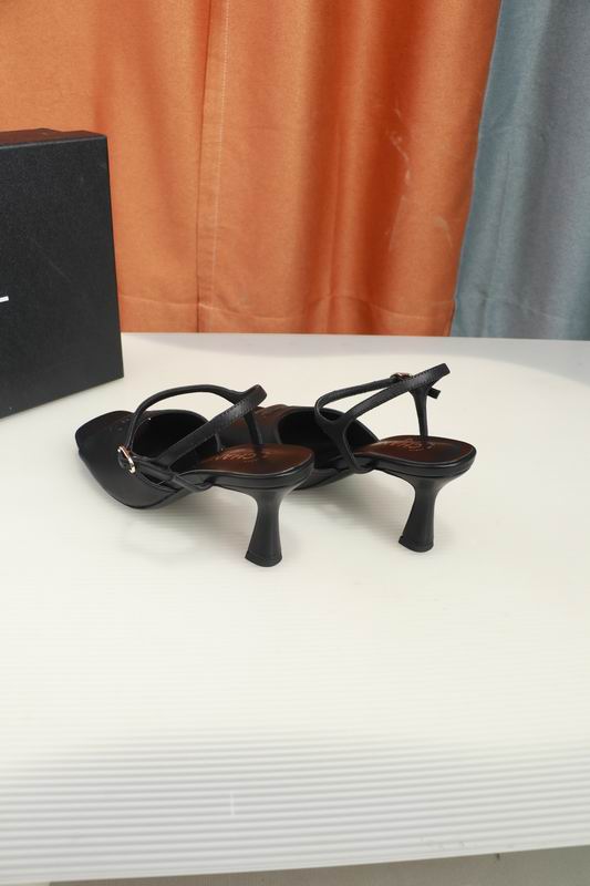 Chanel Black CC Logo Slingback Heeled Sandals
