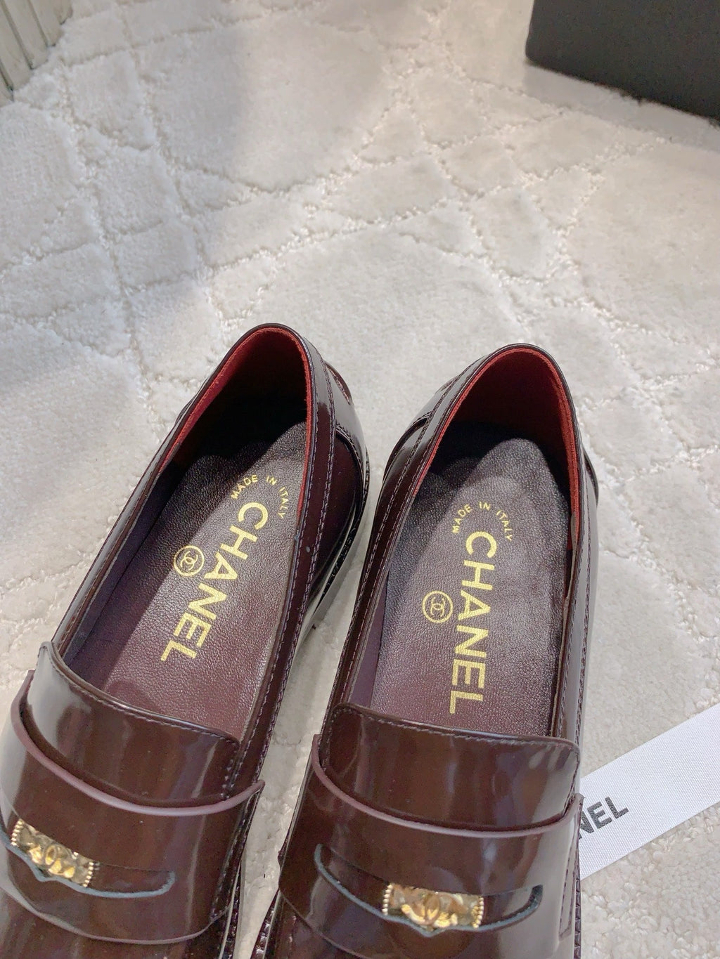 CHANEL 25S MOASINS IN ROSEWOOD CALFSKIN GOLD HARDWARE